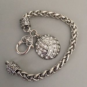 Silver-tone bracelet with volleyball charm